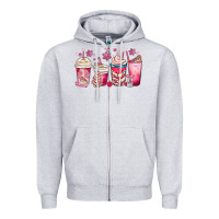 Heather Grey christmas debbie cake white coffee cups Zipper Hoodie - MaliasSmallBusiness