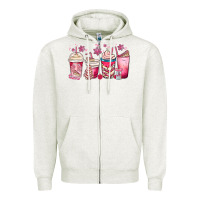Oatmeal Heather christmas debbie cake white coffee cups Zipper Hoodie - MaliasSmallBusiness
