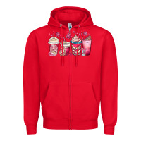 Red christmas debbie cake white coffee cups Zipper Hoodie - MaliasSmallBusiness