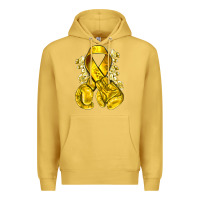 Antique Gold Childhood Cancer yellow ribbon with boxing gloves Premium Hoodie - NancyCooperArtShop