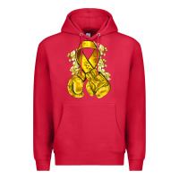 Cardinal Childhood Cancer yellow ribbon with boxing gloves Premium Hoodie - NancyCooperArtShop