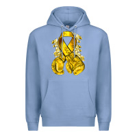 Colony Blue Childhood Cancer yellow ribbon with boxing gloves Premium Hoodie - NancyCooperArtShop