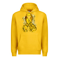 Lemon Childhood Cancer yellow ribbon with boxing gloves Premium Hoodie - NancyCooperArtShop