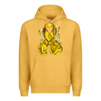 Mustard Childhood Cancer yellow ribbon with boxing gloves Premium Hoodie - NancyCooperArtShop