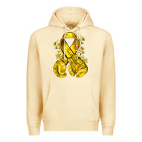 Pina Colada Childhood Cancer yellow ribbon with boxing gloves Premium Hoodie - NancyCooperArtShop