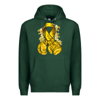 Sports Green Childhood Cancer yellow ribbon with boxing gloves Premium Hoodie - NancyCooperArtShop