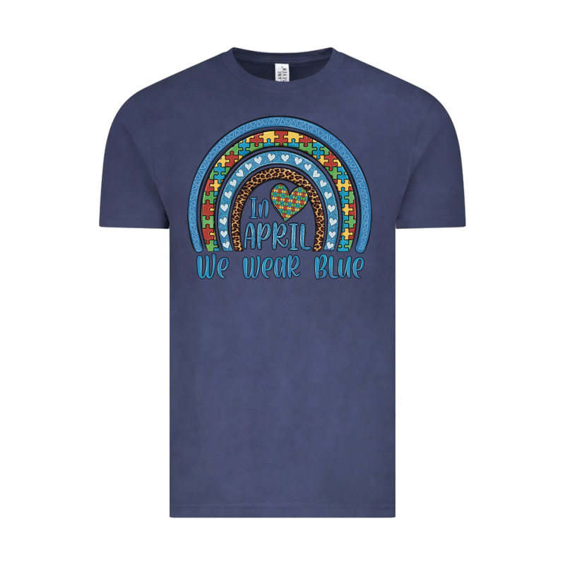 In April We Wear Blue Autism Awareness Leopard Rainbow Vintage Tee by Artiststas | Teevron