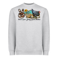 Heather Grey Peace Love Jersey Giant Chicken Heavyweight Sweatshirt - LillyAllenDesigns