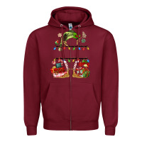 Burgundy customize christmas elf Zipper Hoodie - MaliasSmallBusiness