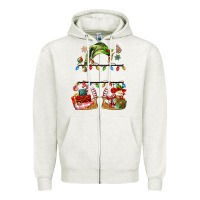 Oatmeal Heather customize christmas elf Zipper Hoodie - MaliasSmallBusiness