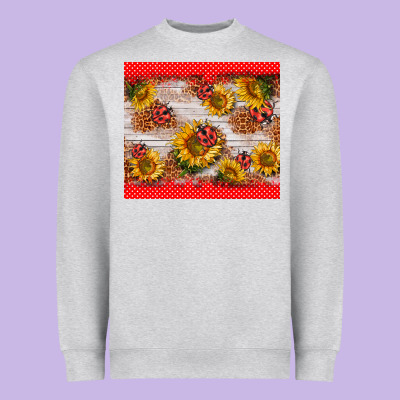Ladybug Sunflower Heavyweight Sweatshirt Designed By Barkaloodesign