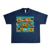 Navy world's best mom sunflower leopard cowhide Urban Heavy Tee - Artiststas