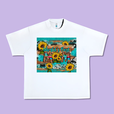 World's Best Mom Sunflower Leopard Cowhide Urban Heavy Tee Designed By Artiststas