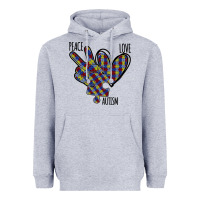 Heather Grey Peace Love Autism Heavyweight Hoodie - Bettercallsaul
