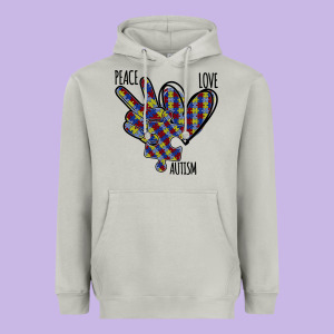Peace Love Autism Heavyweight Hoodie Designed By Bettercallsaul