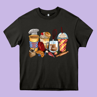 Bakery Coffee Cups Heavy Core Tee Designed By Zillion Design Studio