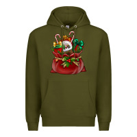 Army Green Chrismas Santa claus bag Premium Hoodie - NancyCooperArtShop