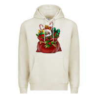 Oatmeal Heather Chrismas Santa claus bag Premium Hoodie - NancyCooperArtShop