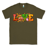 Army Green love with hamburger Classic Tee - AdoDesignShop