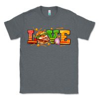 Charcoal Heather love with hamburger Classic Tee - AdoDesignShop