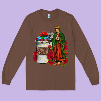 Our Lady Of Guadalupe Coffee Long Sleeve Tee Designed By Jahusdesignshop