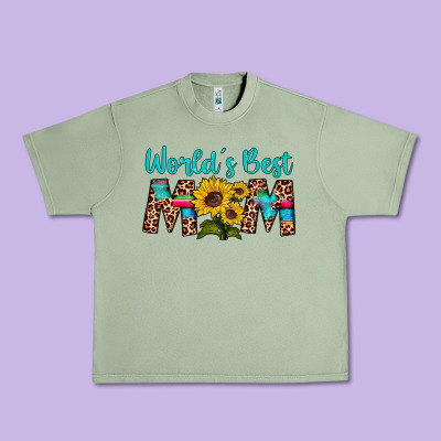 World's Best Mom Sunflower Urban Heavy Tee Designed By Artiststas