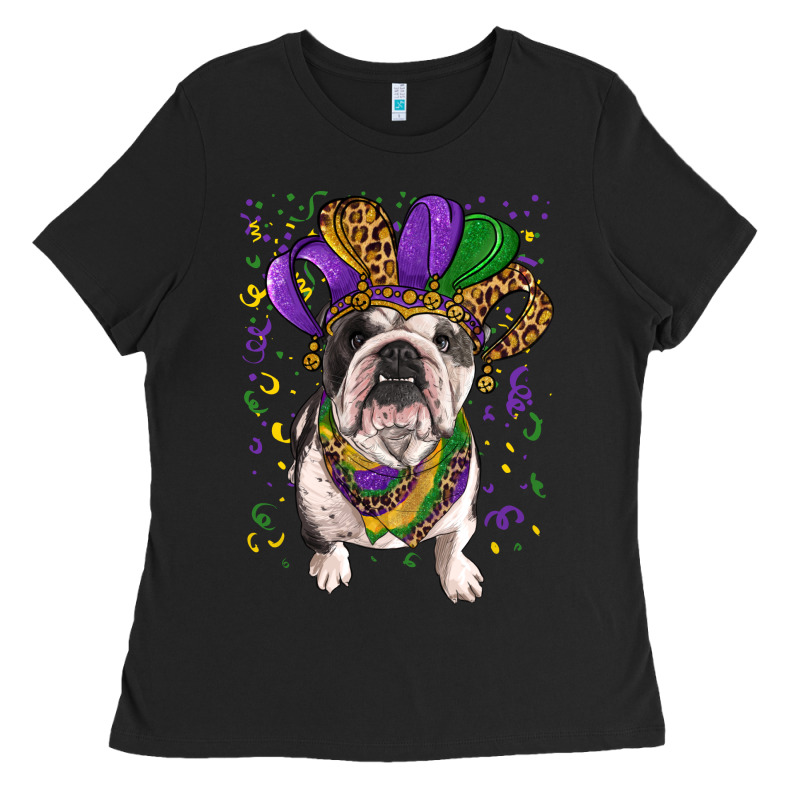 Mardi Gras Hat  English Bulldog Ladies Tee by RanaPortraitStore | Teevron