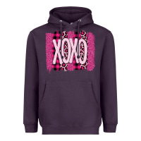 Plum Love Xoxo Brushstrokes Valentines Heavyweight Hoodie - Bettercallsaul