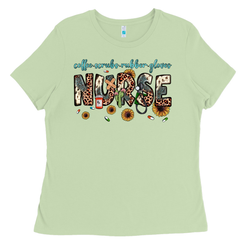 Nurse Coffee Scrubs Rubber Gloves Ladies Tee by JahusDesignShop | Teevron