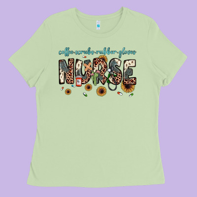 Nurse Coffee Scrubs Rubber Gloves Ladies Tee Designed By Jahusdesignshop
