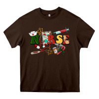 Chocolate Brown Christmas nurse Heavy Core Tee - BarkalooDesign