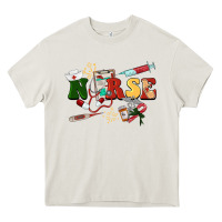 Cream Christmas nurse Heavy Core Tee - BarkalooDesign