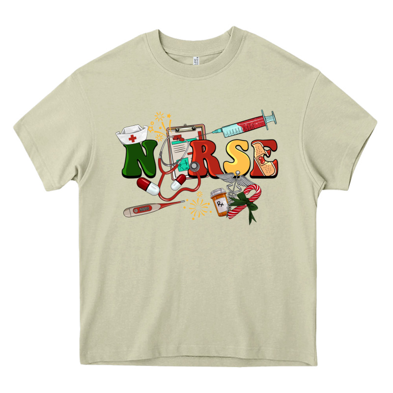 Christmas Nurse Heavy Core Tee by BarkalooDesign | Teevron