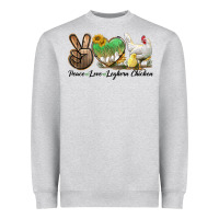 Heather Grey Peace Love Leghorn Chicken Heavyweight Sweatshirt - LillyAllenDesigns