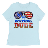 Baby Blue all american dude Ladies Tee - texasbilliewilder