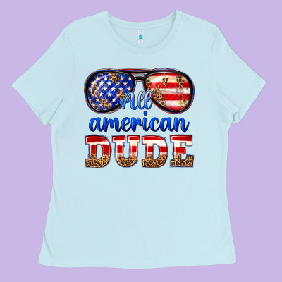 All American Dude Ladies Tee Designed By Texasbilliewilder