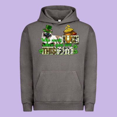 St. Patrick's Cat Who Needs Luck When You Are This Urban Hoodie Designed By Cowgirlartshop