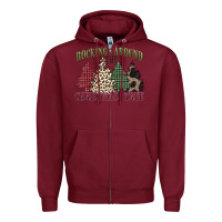 Burgundy rocking around the christmas tree Zipper Hoodie - MaliasSmallBusiness