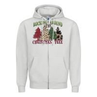 Dove Grey rocking around the christmas tree Zipper Hoodie - MaliasSmallBusiness