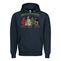 Navy rocking around the christmas tree Zipper Hoodie - MaliasSmallBusiness