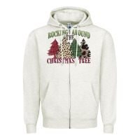 Oatmeal Heather rocking around the christmas tree Zipper Hoodie - MaliasSmallBusiness