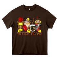 Chocolate Brown tis' the season softball coffee cups Heavy Core Tee - Zillion Design Studio