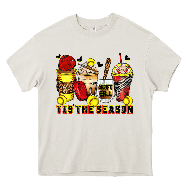 Tis' The Season Softball Coffee Cups Heavy Core Tee by Zillion Design Studio | Teevron