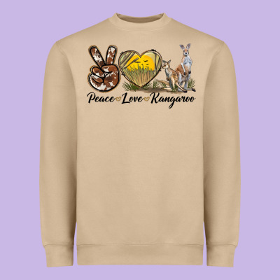 Peace Love Kangaroo Heavyweight Sweatshirt Designed By Lillyallendesigns