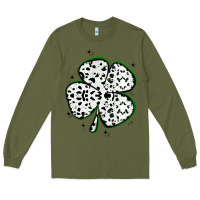 Army Green four leaf clover dalmatian print grunge Long Sleeve Tee - MaliasSmallBusiness