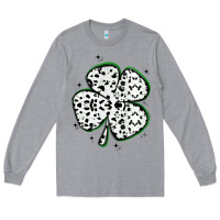 Heather Grey four leaf clover dalmatian print grunge Long Sleeve Tee - MaliasSmallBusiness