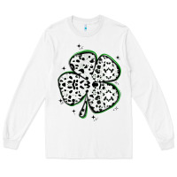 White four leaf clover dalmatian print grunge Long Sleeve Tee - MaliasSmallBusiness