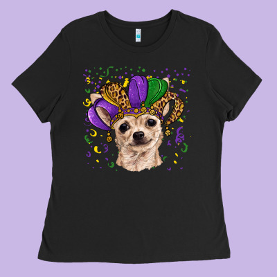 Mardi Gras Hat Chihuahua Ladies Tee Designed By Ranaportraitstore