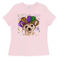Bubblegum Pink mardi gras hat chihuahua Ladies Tee - RanaPortraitStore