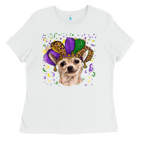White mardi gras hat chihuahua Ladies Tee - RanaPortraitStore